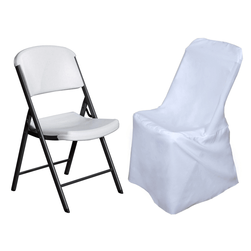 Polyester Chair Cover for Folding Lifetime Chairs White - Reusable Durable Slip - On Cover for Weddings & Gatherings - Linen Luxes