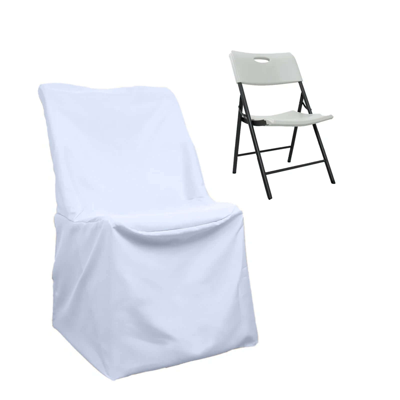 Polyester Chair Cover for Folding Lifetime Chairs White - Reusable Durable Slip - On Cover for Weddings & Gatherings - Linen Luxes