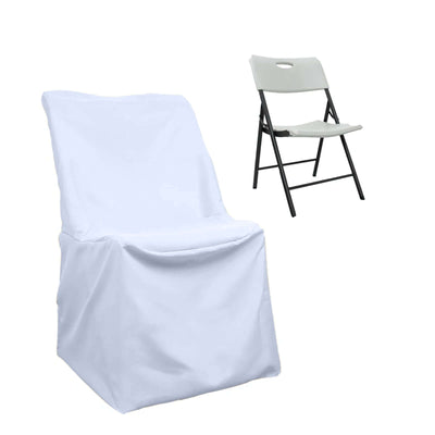 Polyester Chair Cover for Folding Lifetime Chairs White - Reusable Durable Slip - On Cover for Weddings & Gatherings - Linen Luxes