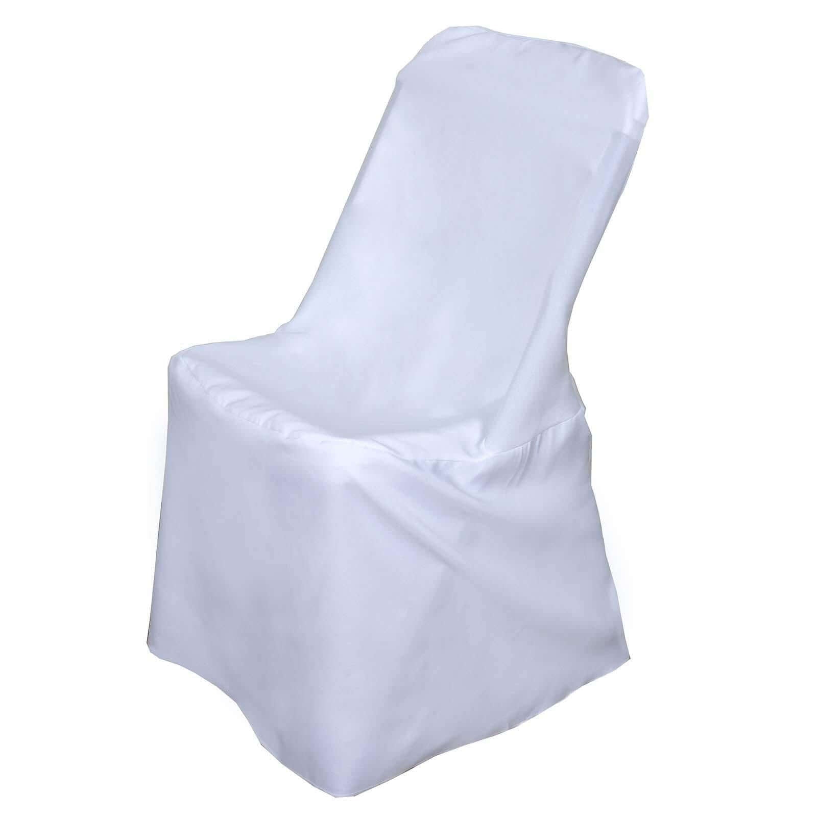 Polyester Chair Cover for Folding Lifetime Chairs White - Reusable Durable Slip - On Cover for Weddings & Gatherings - Linen Luxes