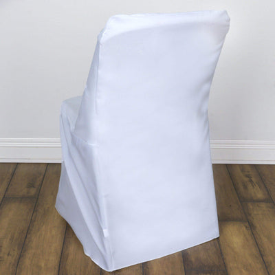 Polyester Chair Cover for Folding Lifetime Chairs White - Reusable Durable Slip - On Cover for Weddings & Gatherings - Linen Luxes