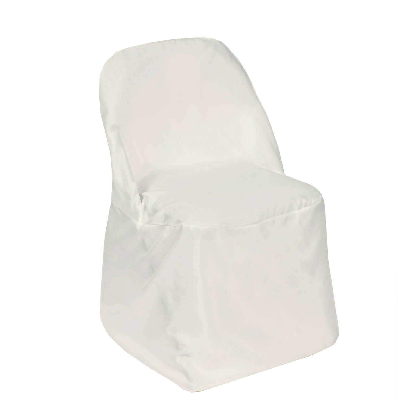 Polyester Chair Cover Ivory for Folding Chairs - Durable and Reusable Slip - On Cover - Linen Luxes