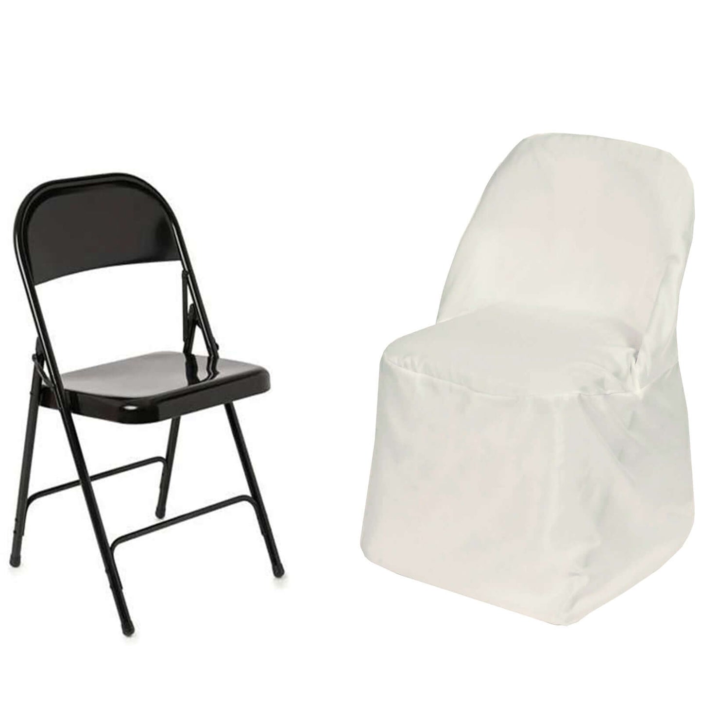 Polyester Chair Cover Ivory for Folding Chairs - Durable and Reusable Slip - On Cover - Linen Luxes