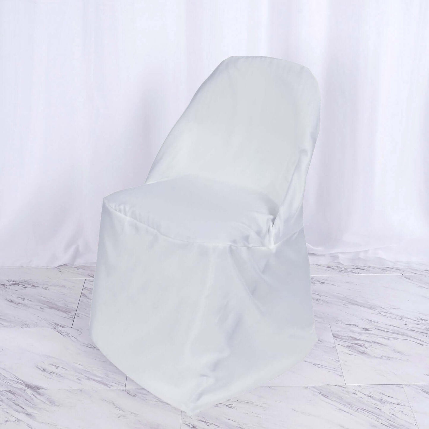 Polyester Chair Cover White for Folding Chairs - Stylish Durable and Reusable Slip - On Cover for Events & Gatherings - Linen Luxes