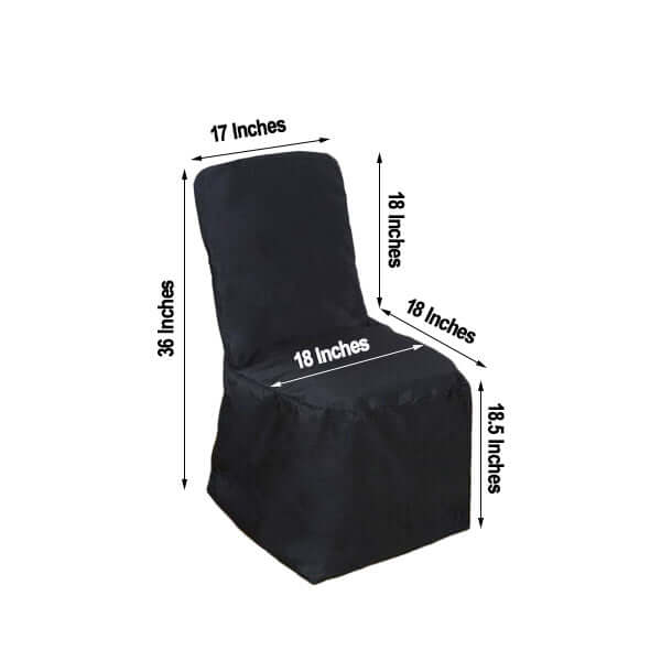 Polyester Chair Cover with Square Top for Banquet Chairs Black - Durable Reusable Slip - On Cover - Linen Luxes