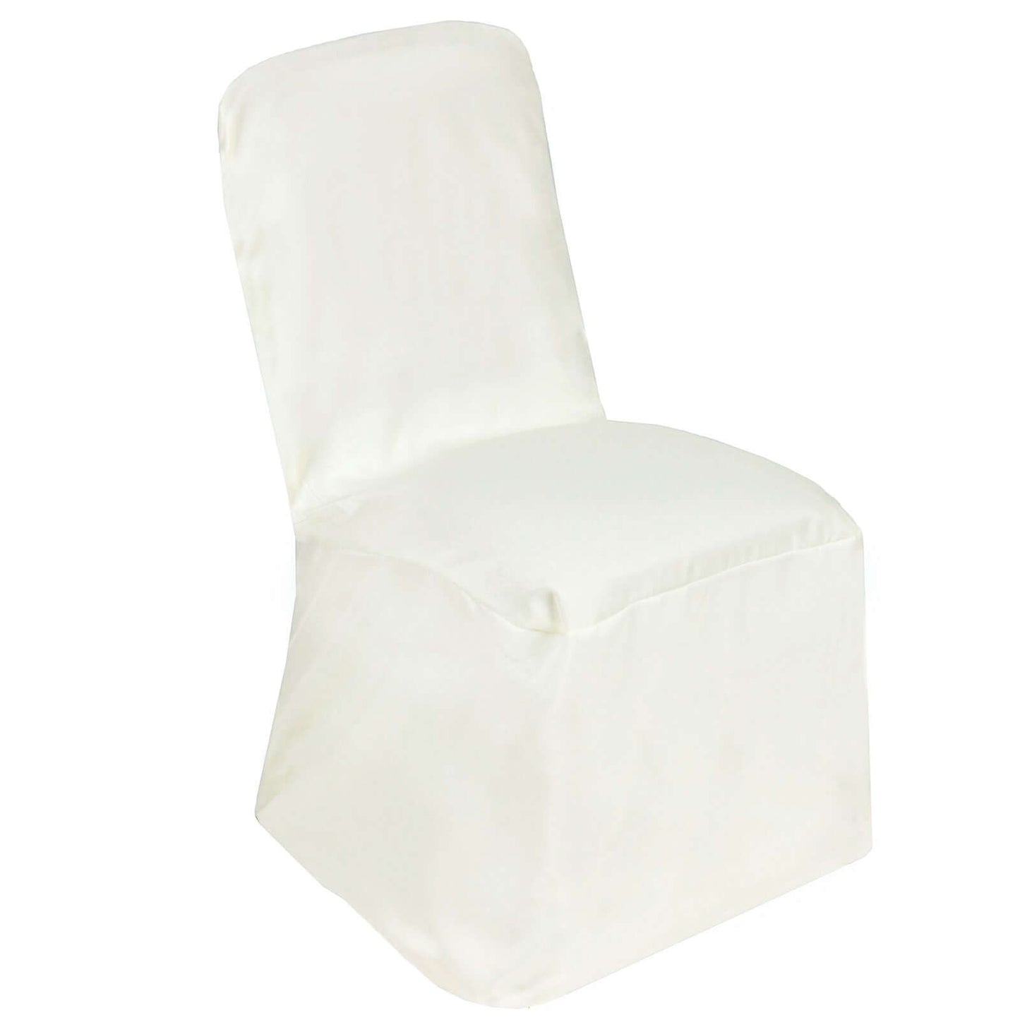 Polyester Chair Cover with Square Top for Banquet Chairs Ivory - Durable Reusable Slip - On Cover - Linen Luxes
