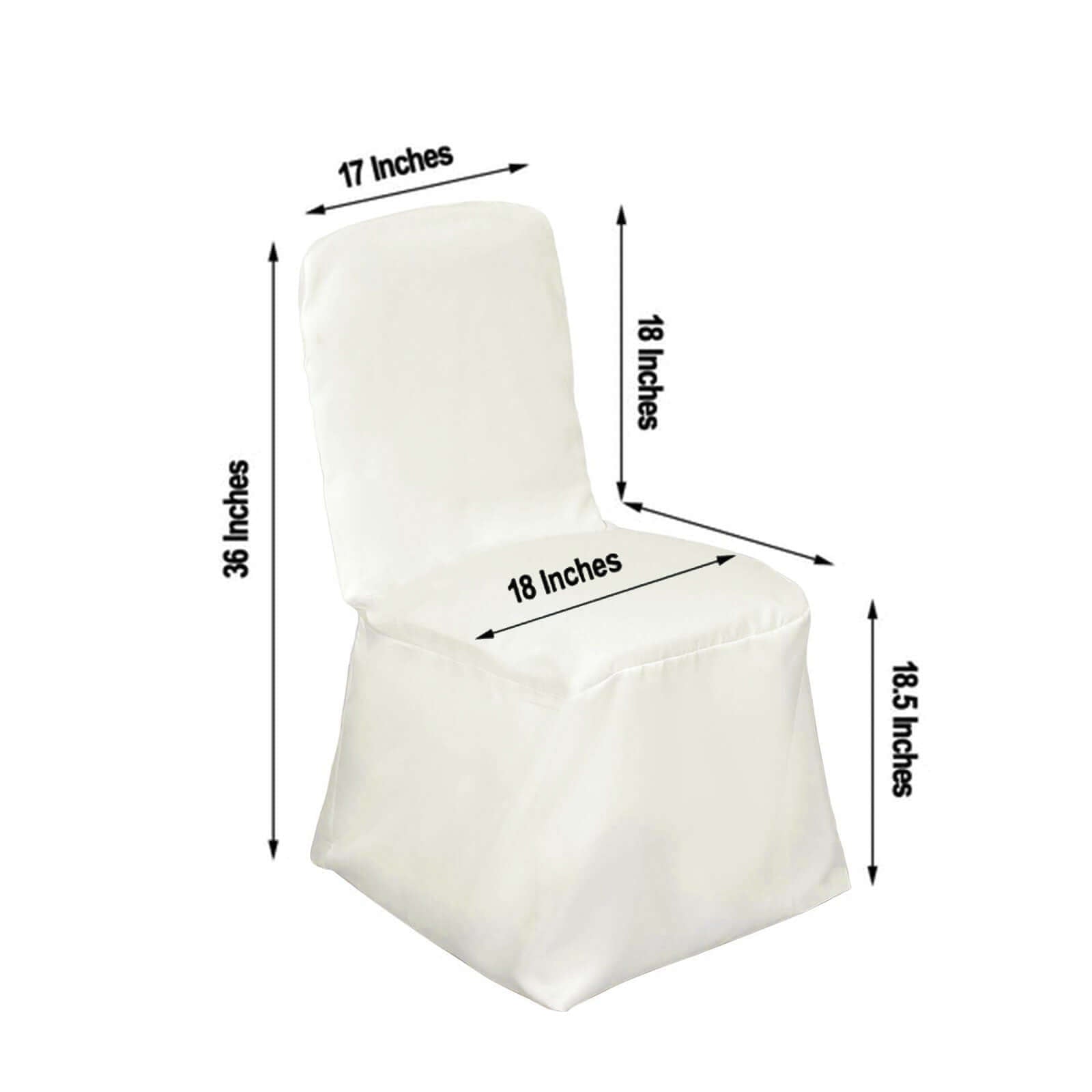 Polyester Chair Cover with Square Top for Banquet Chairs Ivory - Durable Reusable Slip - On Cover - Linen Luxes