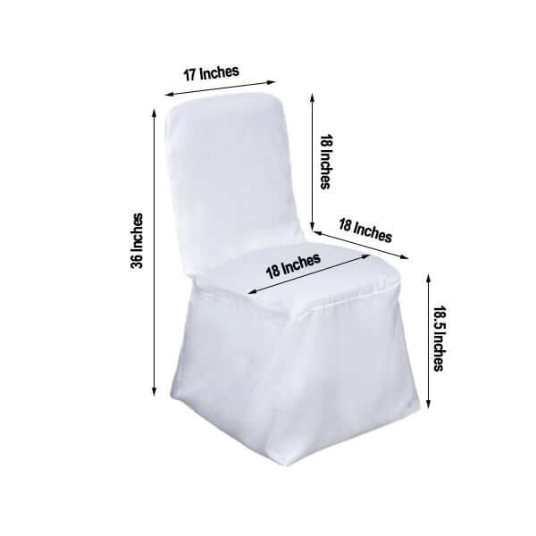 Polyester Chair Cover with Square Top for Banquet Chairs White - Durable Reusable Slip - On Cover for Weddings & Parties - Linen Luxes