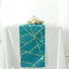 Polyester 9ft Table Runner Teal with Gold Foil Modern Geometric Accent