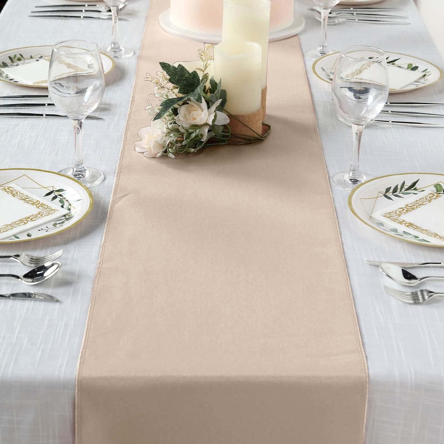 Polyester 12"x108" Table Runner Nude - Durable & Wrinkle-Resistant Table Decor