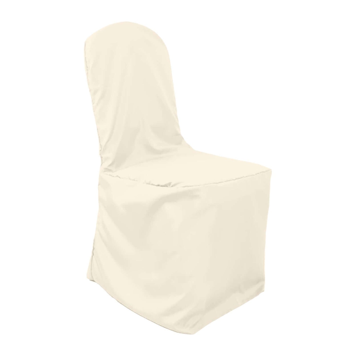 Polyester Slip On Banquet Chair Covers Beige - Stain - Resistant Reusable Durable Fabric - Linen Luxes