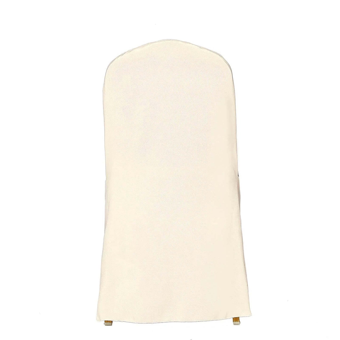 Polyester Slip On Banquet Chair Covers Beige - Stain - Resistant Reusable Durable Fabric - Linen Luxes