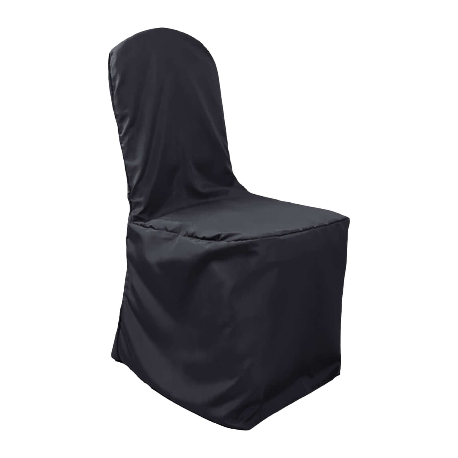 Polyester Slip On Banquet Chair Covers Black - Stain - Resistant Reusable Durable Fabric - Linen Luxes