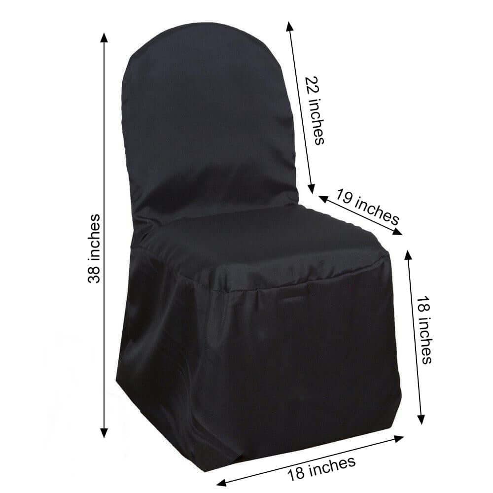 Polyester Slip On Banquet Chair Covers Black - Stain - Resistant Reusable Durable Fabric - Linen Luxes