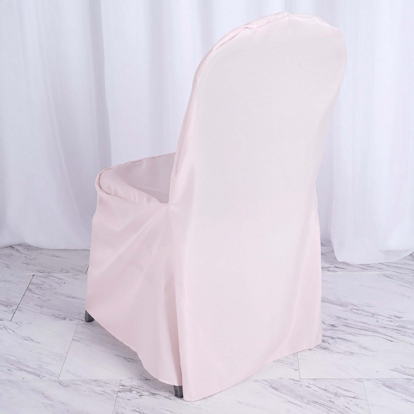 Polyester Slip On Banquet Chair Covers Blush - Stain - Resistant Reusable Durable Fabric - Linen Luxes