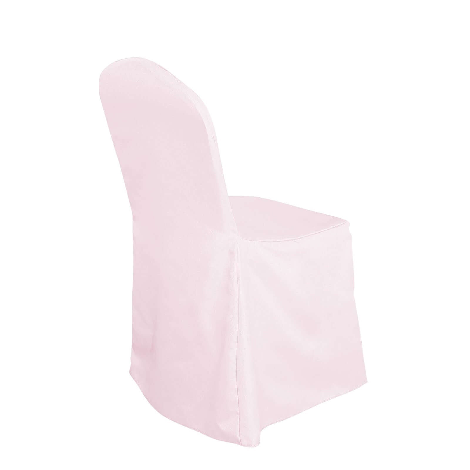 Polyester Slip On Banquet Chair Covers Blush - Stain - Resistant Reusable Durable Fabric - Linen Luxes