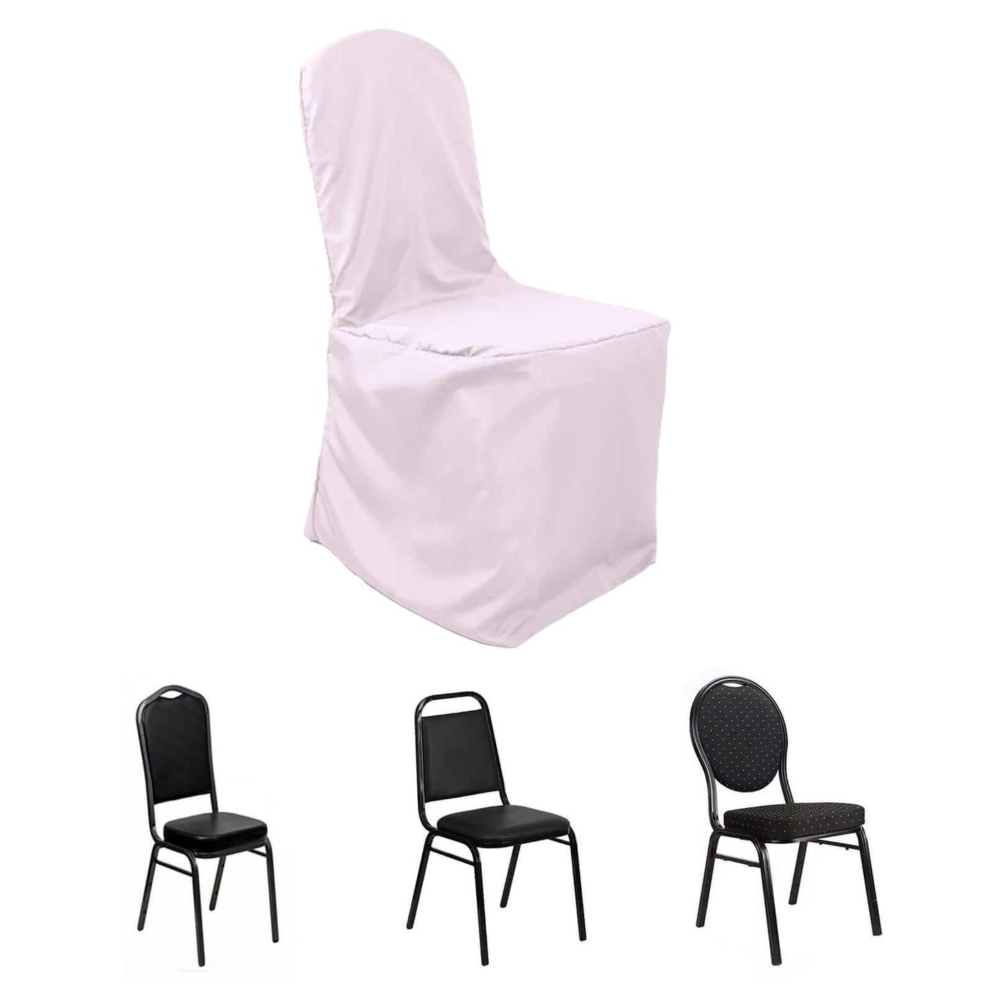 Polyester Slip On Banquet Chair Covers Blush - Stain - Resistant Reusable Durable Fabric - Linen Luxes