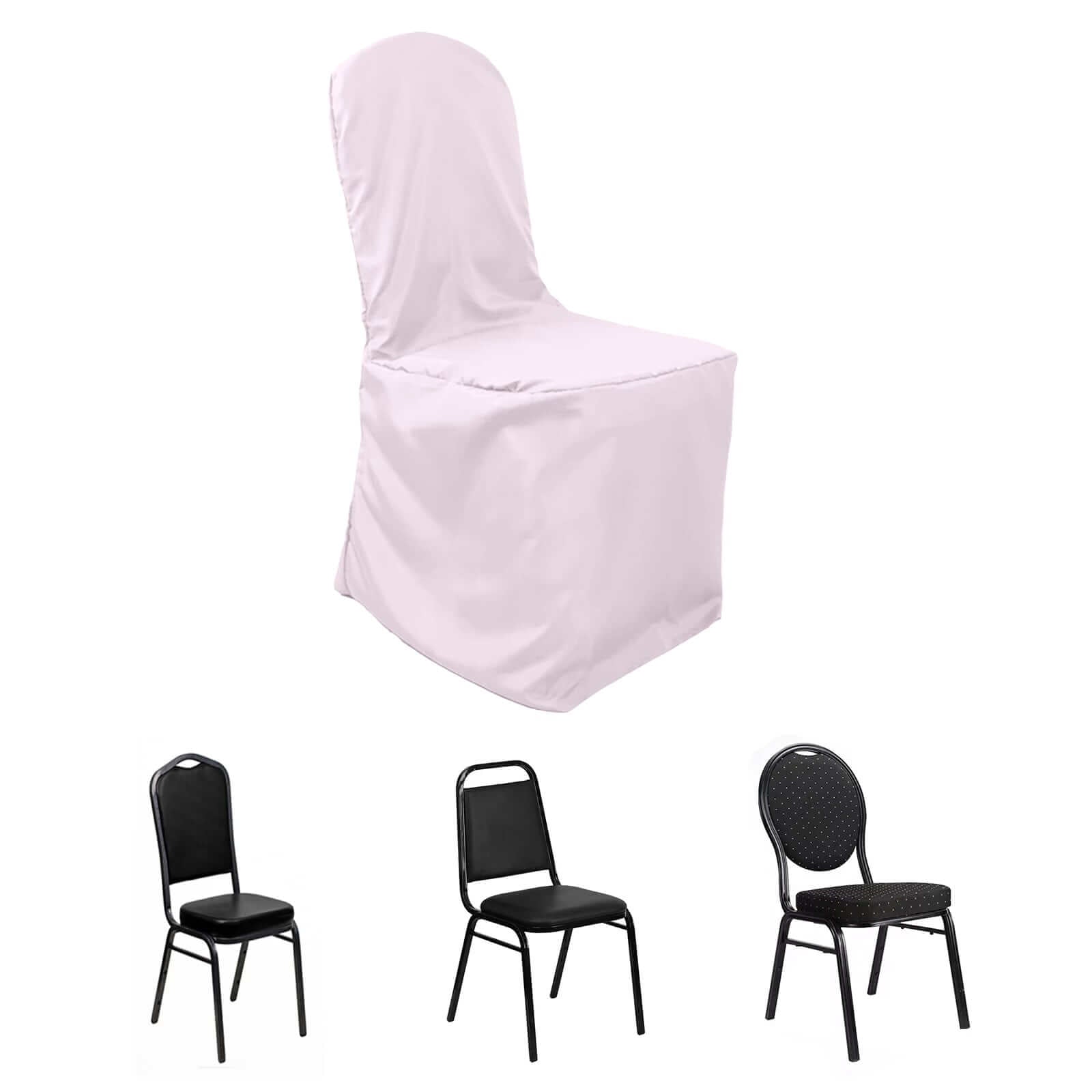 Polyester Slip On Banquet Chair Covers Blush - Stain - Resistant Reusable Durable Fabric - Linen Luxes
