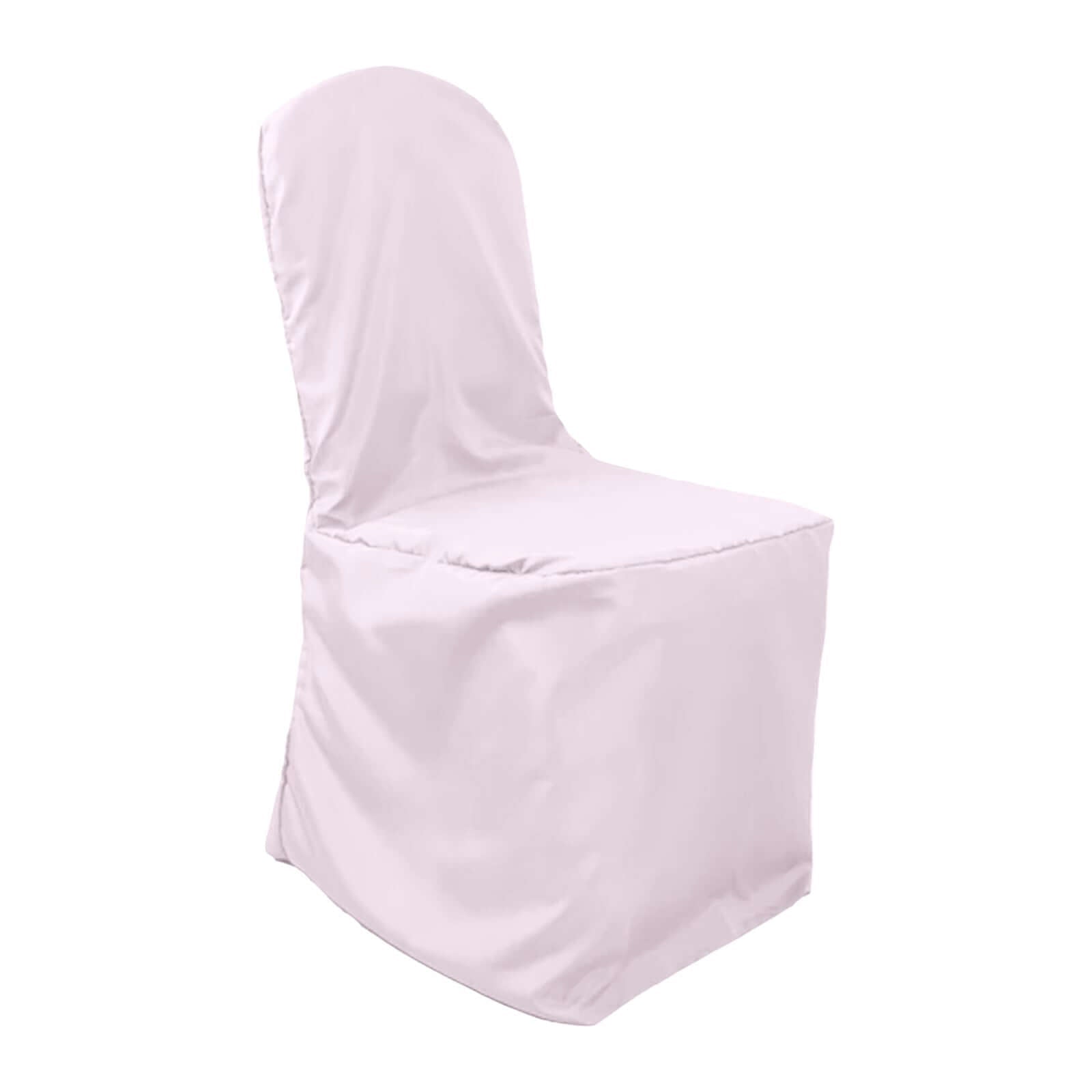 Polyester Slip On Banquet Chair Covers Blush - Stain - Resistant Reusable Durable Fabric - Linen Luxes