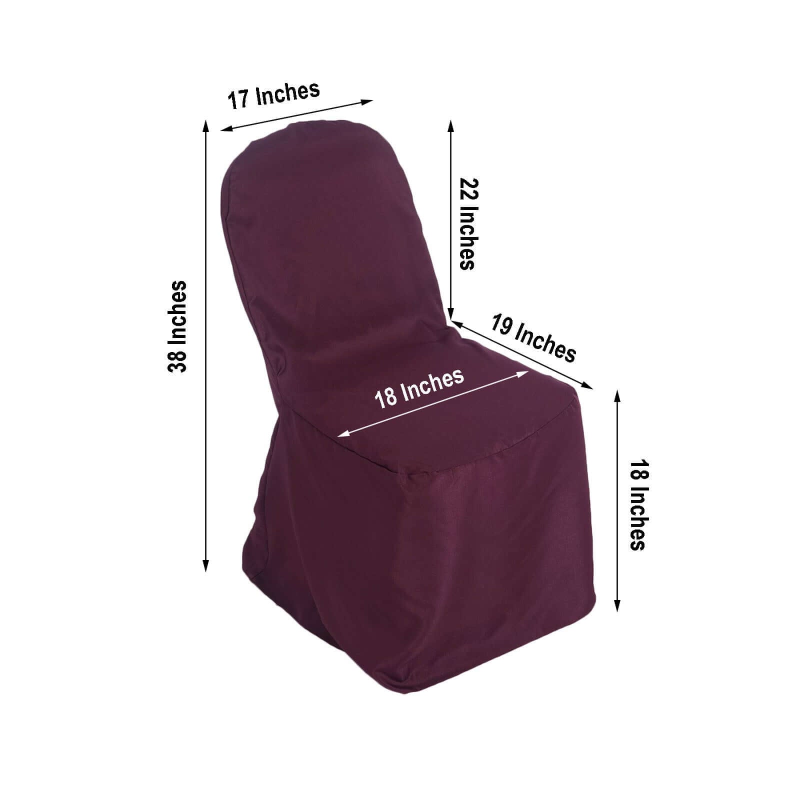 Polyester Slip On Banquet Chair Covers Burgundy - Stain - Resistant Reusable Durable Fabric - Linen Luxes