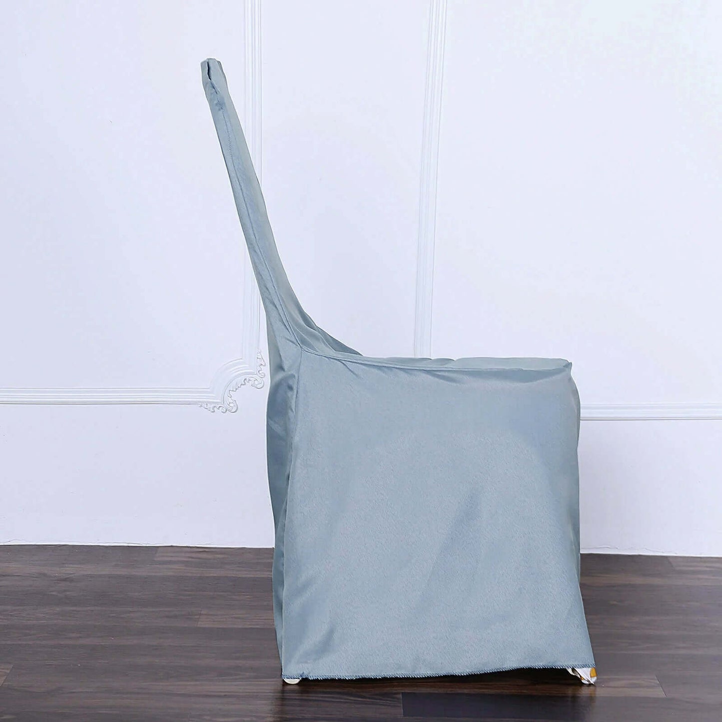 Polyester Slip On Banquet Chair Covers Dusty Blue - Stain - Resistant Reusable Durable Fabric - Linen Luxes
