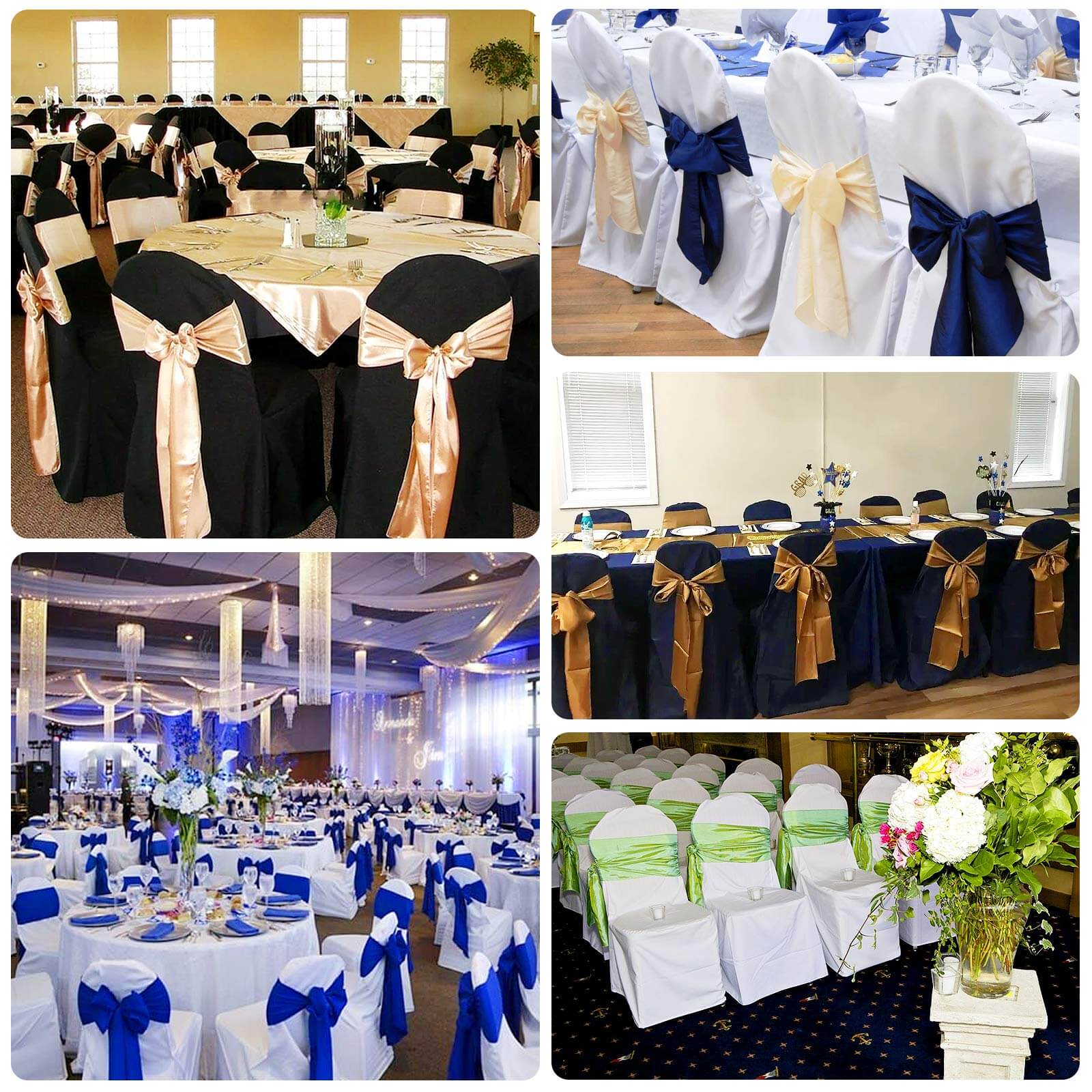 Polyester Slip On Banquet Chair Covers Dusty Blue - Stain - Resistant Reusable Durable Fabric - Linen Luxes