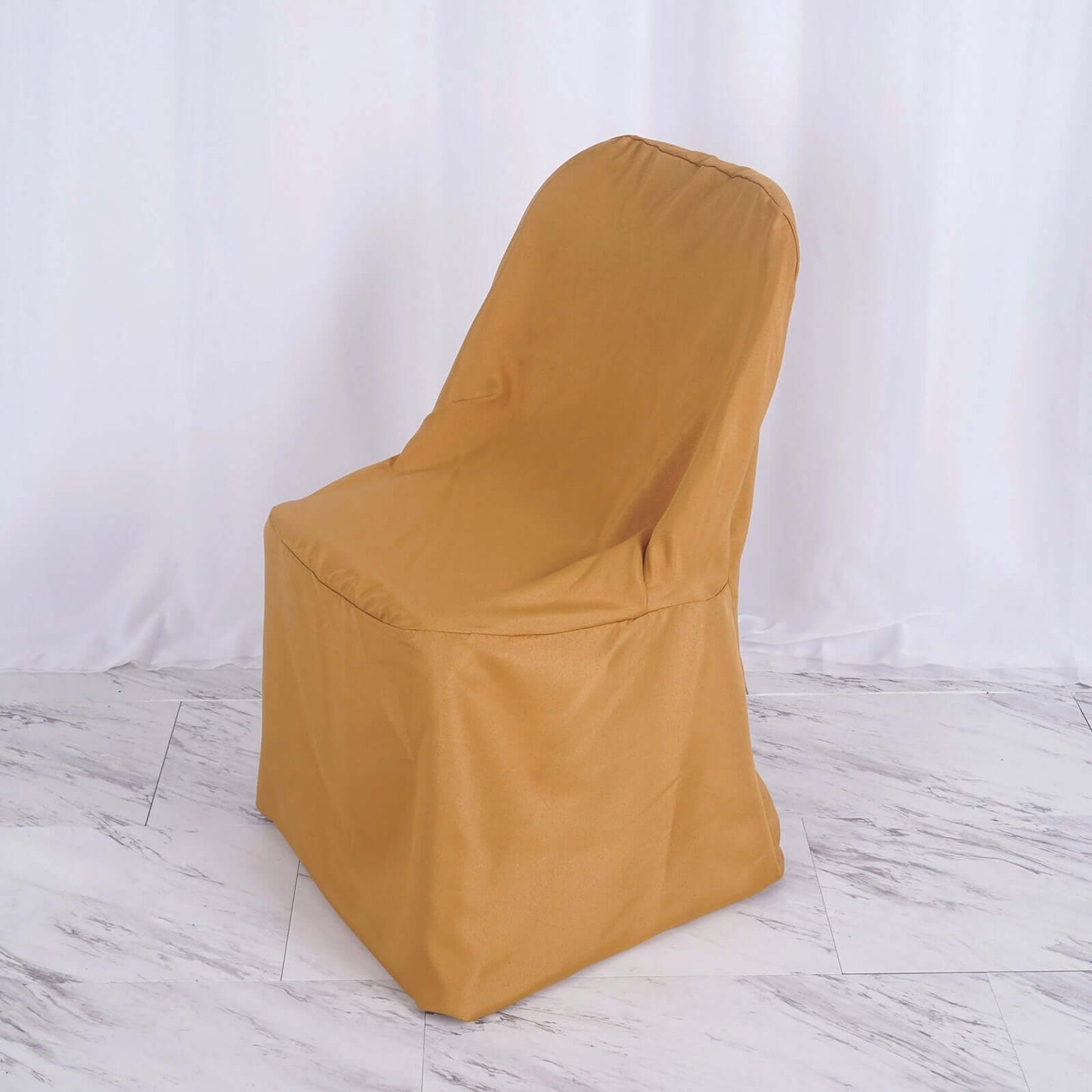 Polyester Slip On Banquet Chair Covers Gold - Stain - Resistant Reusable Durable Fabric - Linen Luxes