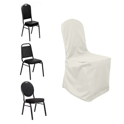 Polyester Slip On Banquet Chair Covers Ivory - Stain - Resistant Reusable Durable Fabric - Linen Luxes