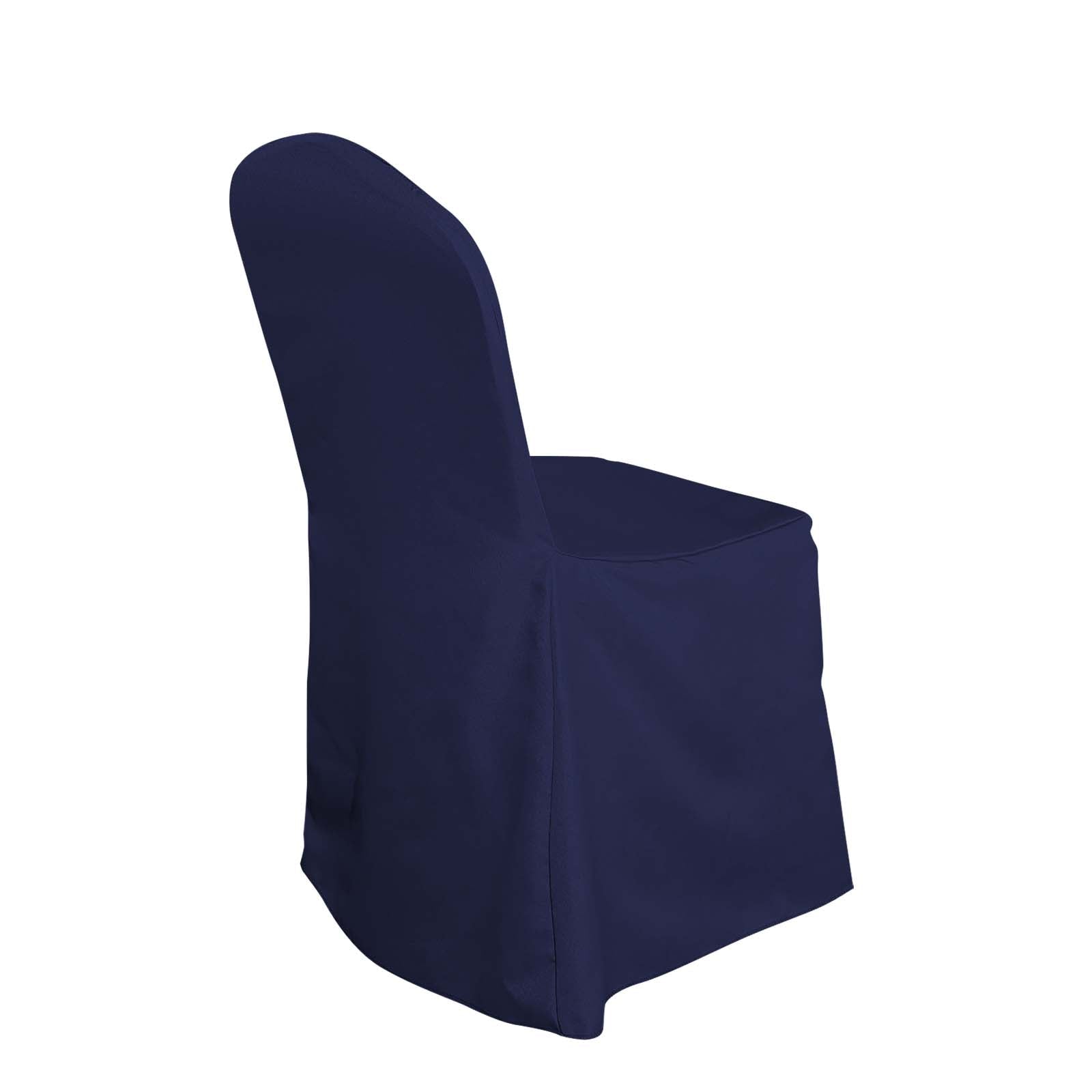 Polyester Slip On Banquet Chair Covers Navy Blue - Stain - Resistant Reusable Durable Fabric - Linen Luxes