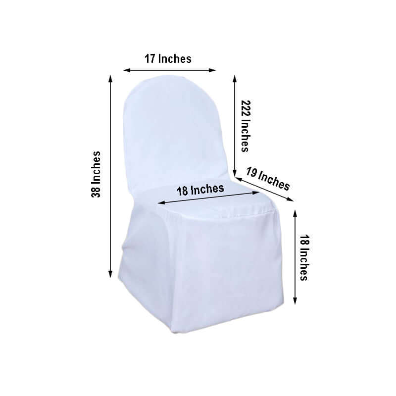 Polyester Slip On Banquet Chair Covers White - Stain - Resistant Reusable Durable Fabric - Linen Luxes