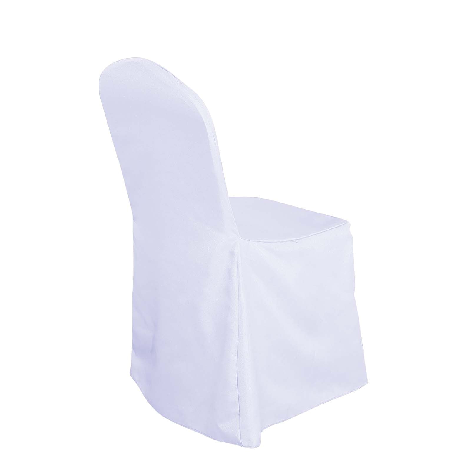 Polyester Slip On Banquet Chair Covers White - Stain - Resistant Reusable Durable Fabric - Linen Luxes
