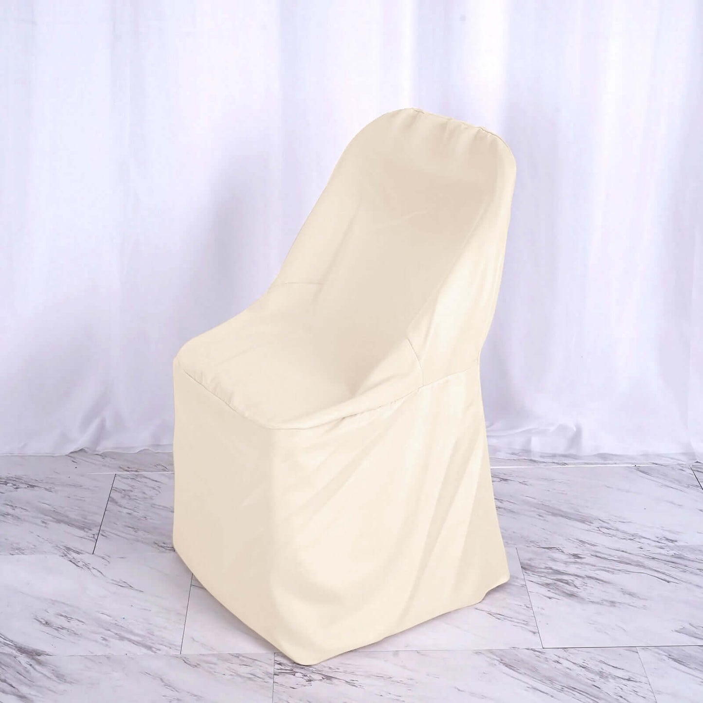 Polyester Slip On Folding Chair Covers Beige - Stain - Resistant Reusable Durable Fabric - Linen Luxes