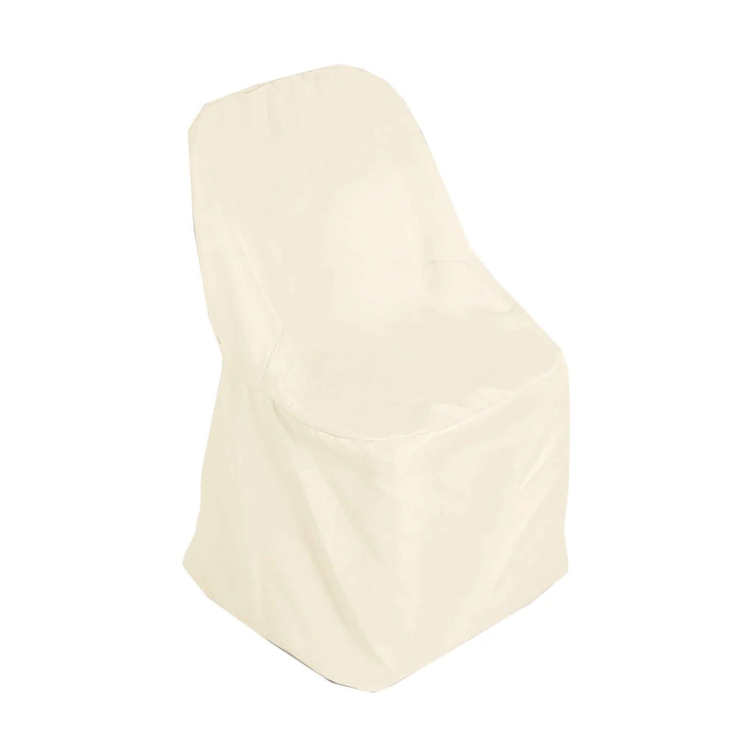 Polyester Slip On Folding Chair Covers Beige - Stain - Resistant Reusable Durable Fabric - Linen Luxes