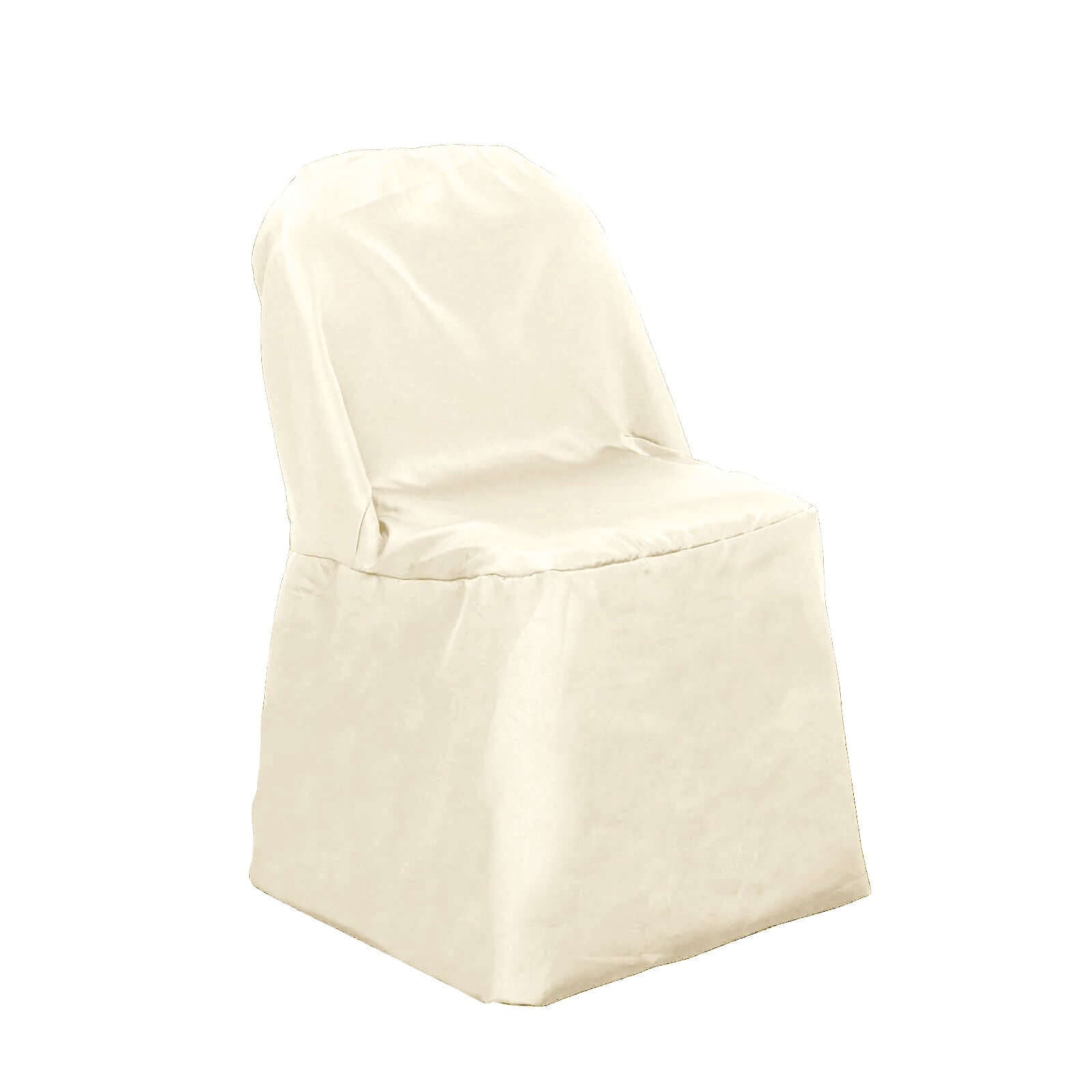 Polyester Slip On Folding Chair Covers Beige - Stain - Resistant Reusable Durable Fabric - Linen Luxes