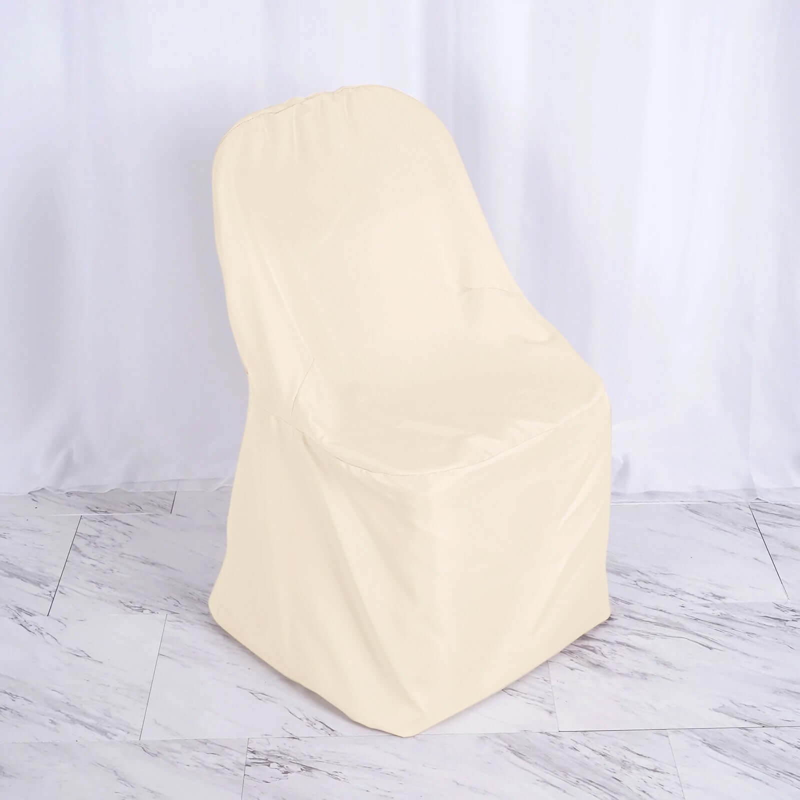 Polyester Slip On Folding Chair Covers Beige - Stain - Resistant Reusable Durable Fabric - Linen Luxes