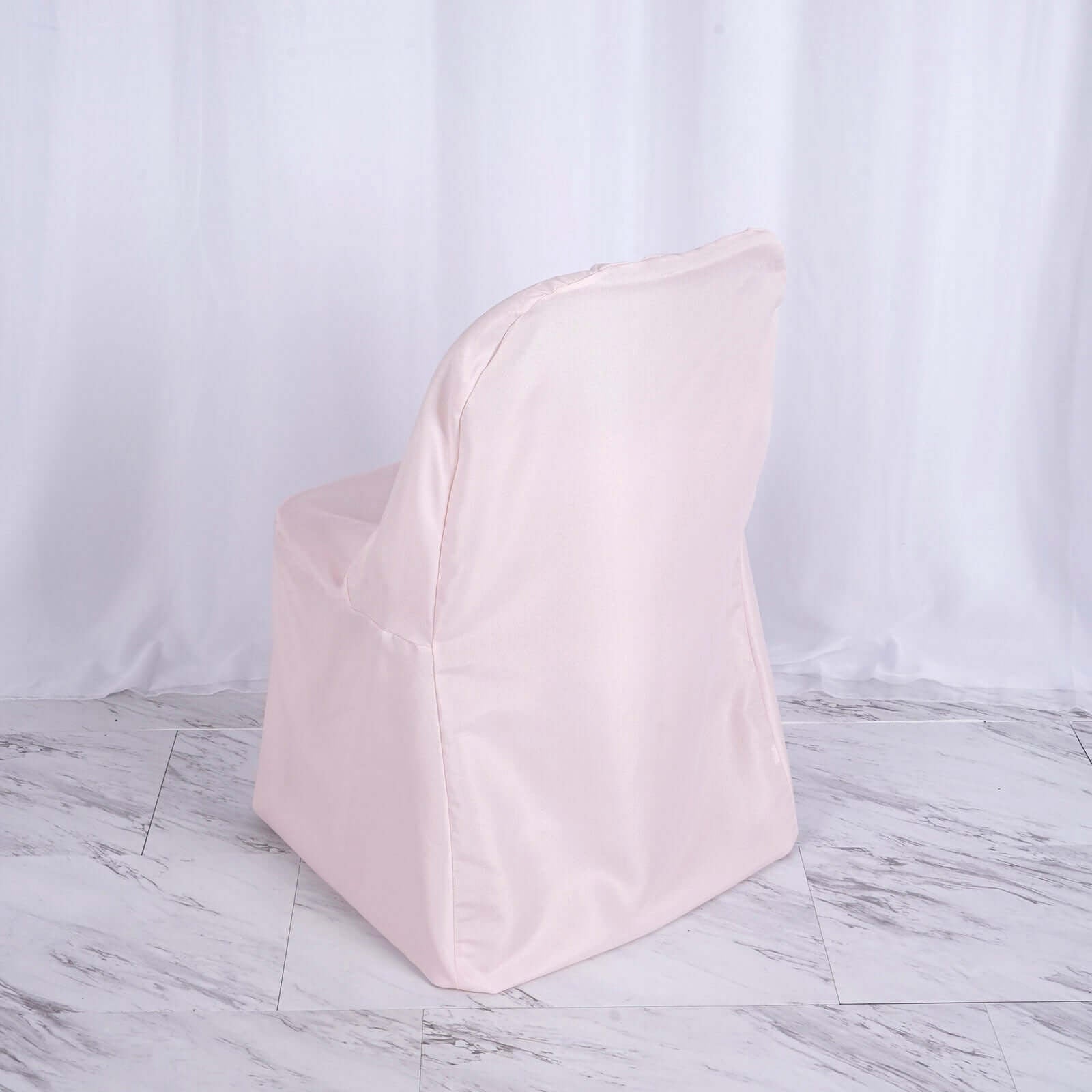 Polyester Slip On Folding Chair Covers Blush - Stain - Resistant Reusable Durable Fabric - Linen Luxes