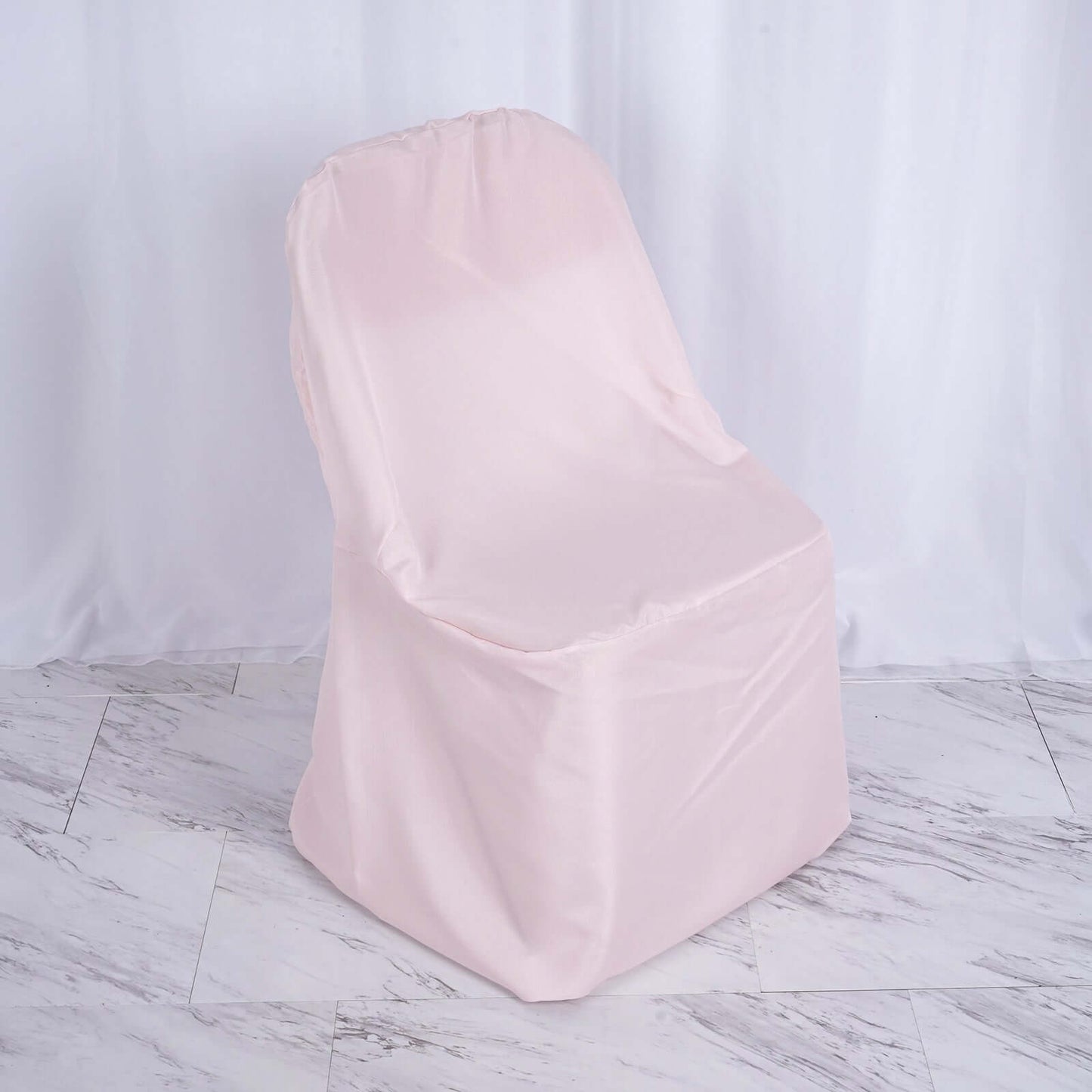 Polyester Slip On Folding Chair Covers Blush - Stain - Resistant Reusable Durable Fabric - Linen Luxes