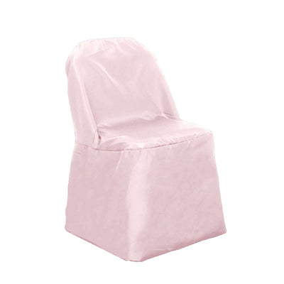 Polyester Slip On Folding Chair Covers Blush - Stain - Resistant Reusable Durable Fabric - Linen Luxes