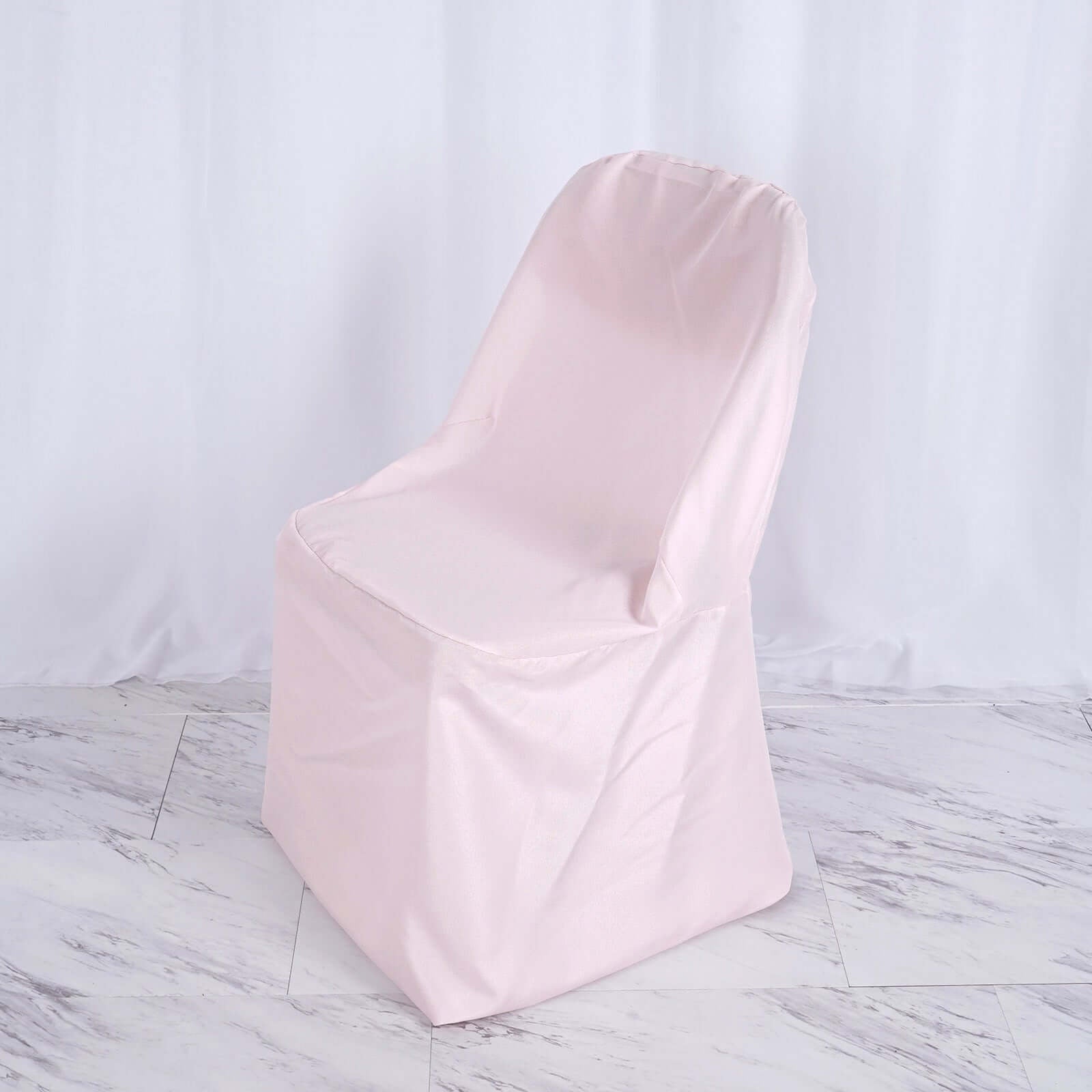 Polyester Slip On Folding Chair Covers Blush - Stain - Resistant Reusable Durable Fabric - Linen Luxes