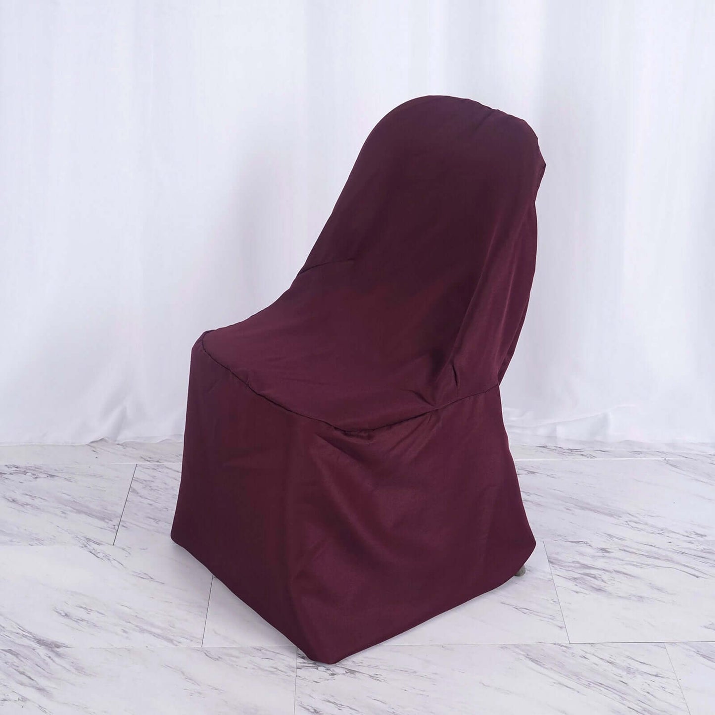 Polyester Slip On Folding Chair Covers Burgundy - Stain - Resistant Reusable Durable Fabric - Linen Luxes