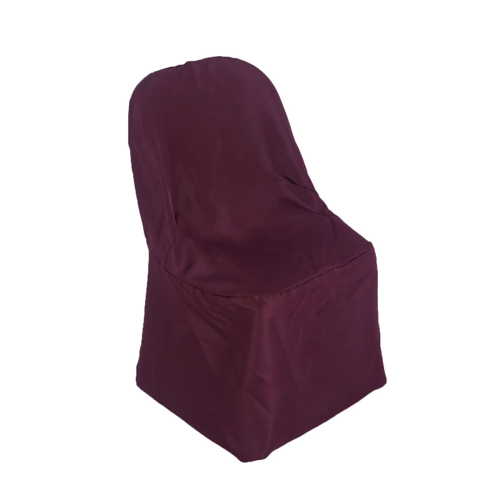 Polyester Slip On Folding Chair Covers Burgundy - Stain - Resistant Reusable Durable Fabric - Linen Luxes