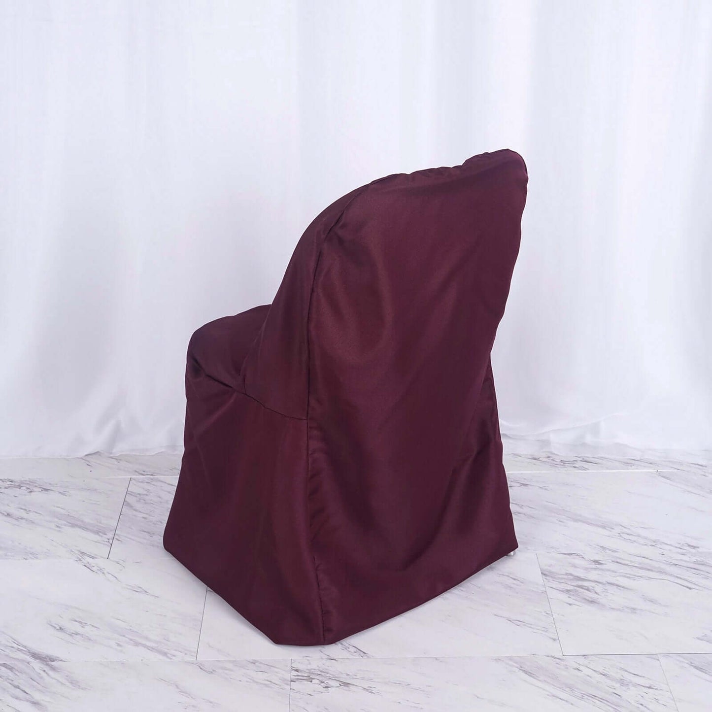 Polyester Slip On Folding Chair Covers Burgundy - Stain - Resistant Reusable Durable Fabric - Linen Luxes
