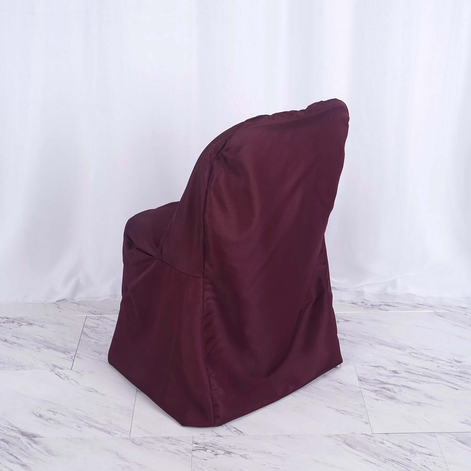 Polyester Slip On Folding Chair Covers Burgundy - Stain - Resistant Reusable Durable Fabric - Linen Luxes