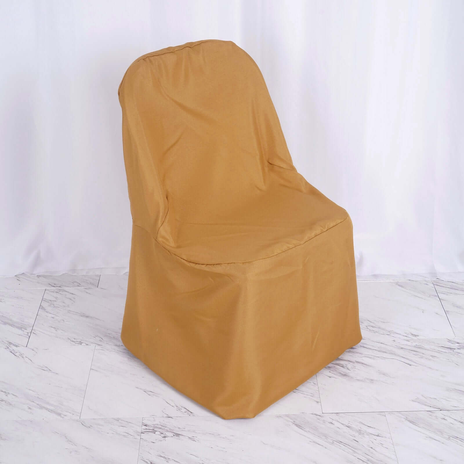 Polyester Slip On Folding Chair Covers Gold - Stain - Resistant Reusable Durable Fabric - Linen Luxes