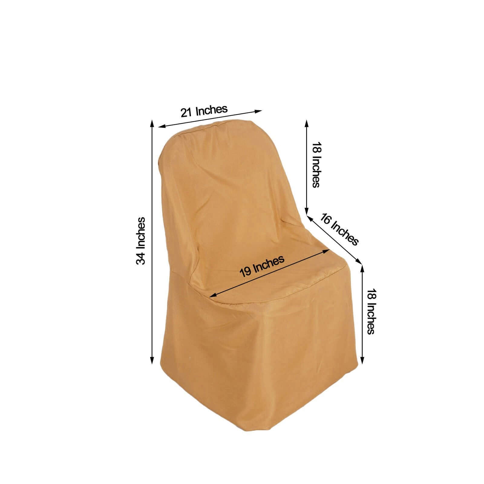 Polyester Slip On Folding Chair Covers Gold - Stain - Resistant Reusable Durable Fabric - Linen Luxes
