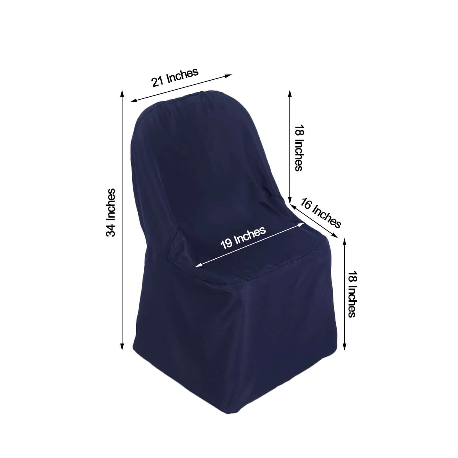 Polyester Slip On Folding Chair Covers Navy Blue - Stain - Resistant Reusable Durable Fabric - Linen Luxes