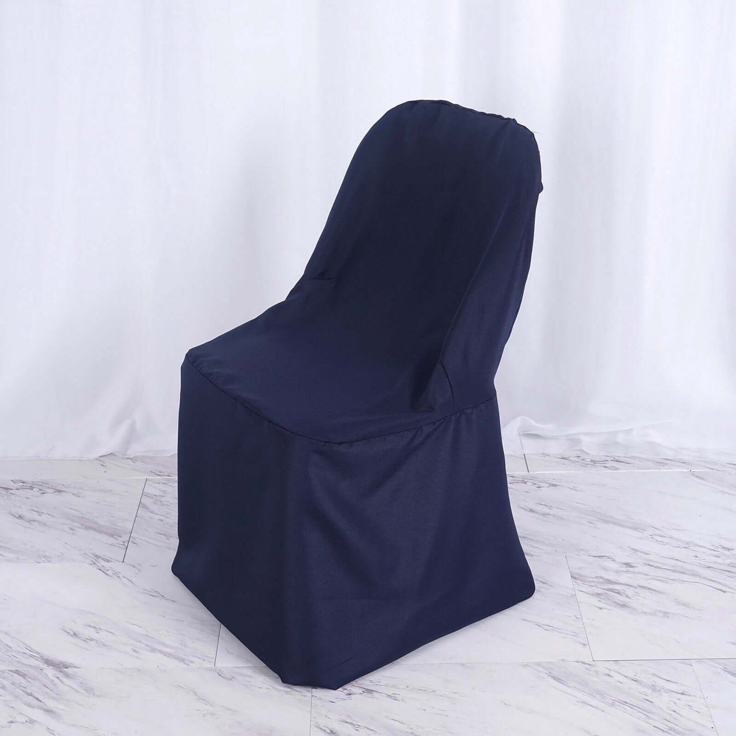 Polyester Slip On Folding Chair Covers Navy Blue - Stain - Resistant Reusable Durable Fabric - Linen Luxes