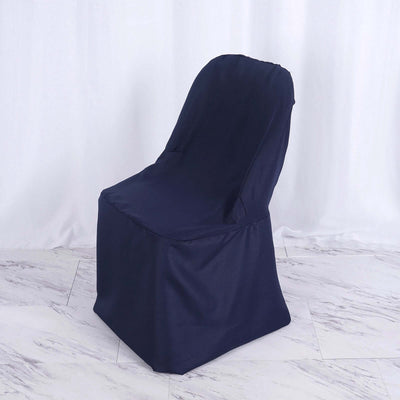 Polyester Slip On Folding Chair Covers Navy Blue - Stain - Resistant Reusable Durable Fabric - Linen Luxes