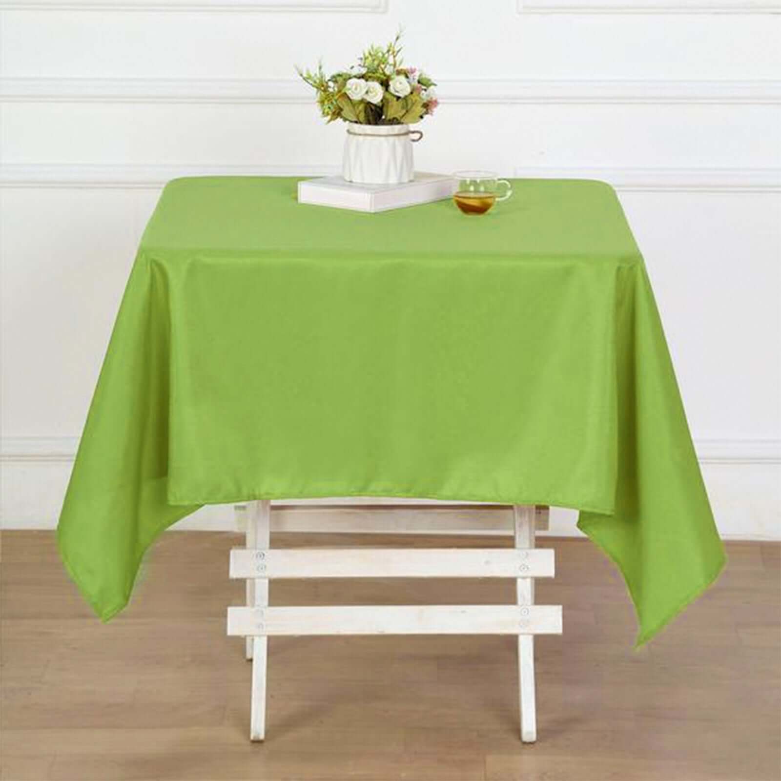 Polyester Square 54"x54" Tablecloth Apple Green - Wrinkle - Resistant & Durable Table Cover - Linen Luxes