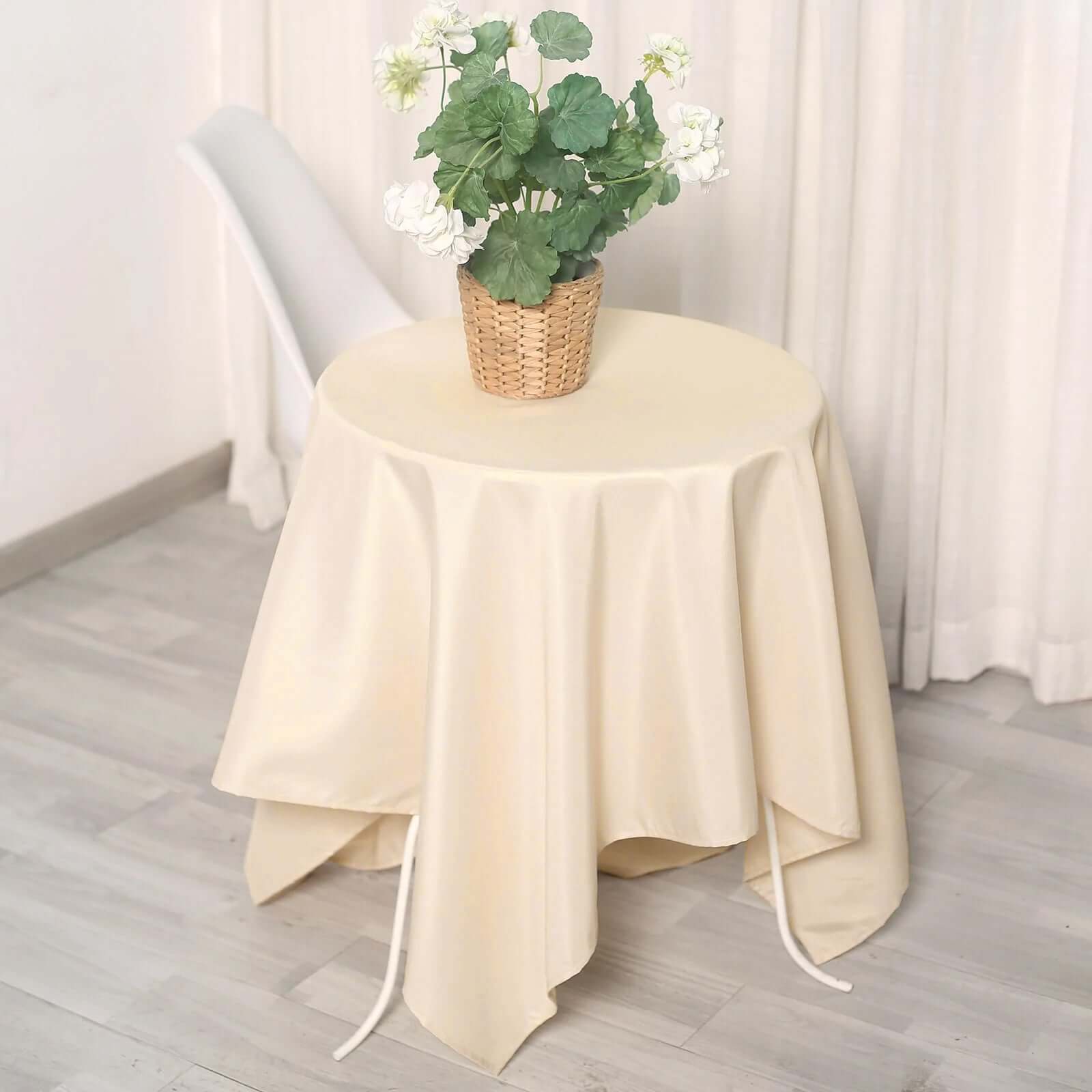 Polyester Square 54"x54" Tablecloth Beige - Wrinkle - Resistant & Durable Table Cover - Linen Luxes